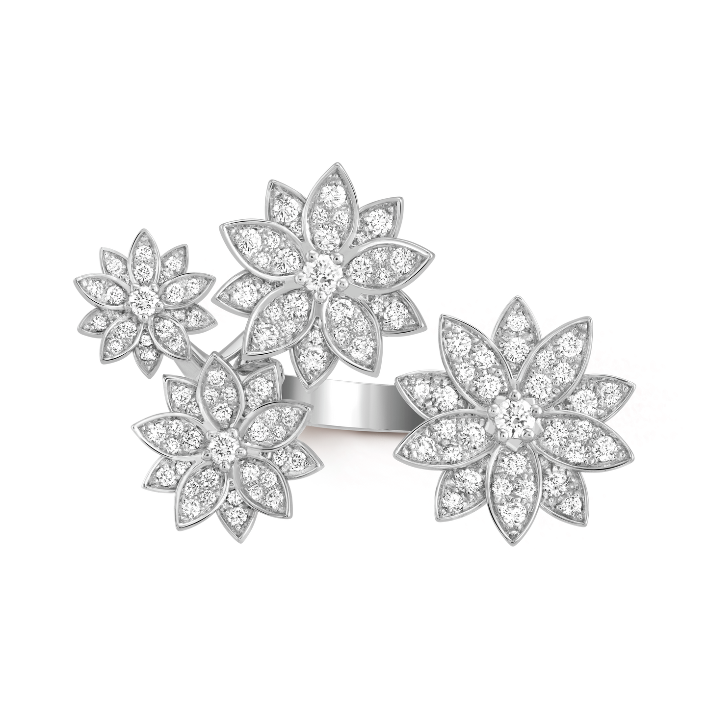 18K Celestial Lotus Between the Finger 4 Flowers Ring