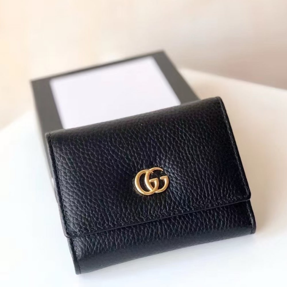 GG Marmont Leather Wallet Black 10cm 456118 Cao0g 1000 MARMONT Bag