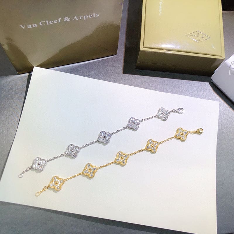 18K Celestial Vintage Alhambra Diamonds Clover Bracelet