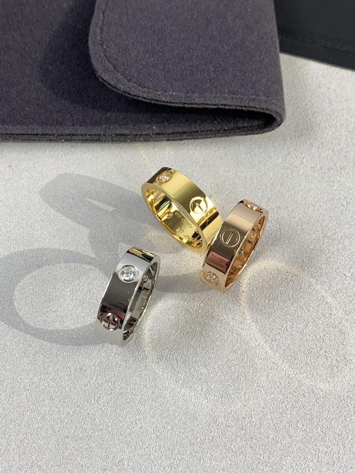 18K Celestial Love Wedding Three Diamonds Ring