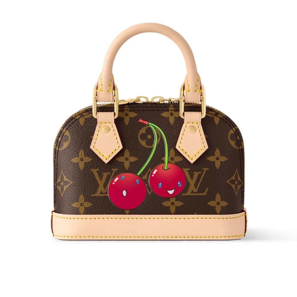 X Takashi Murakami Nano Alma Monogram Cerise Handle Bag Brown 16 Cm M13416 ALMA Bag