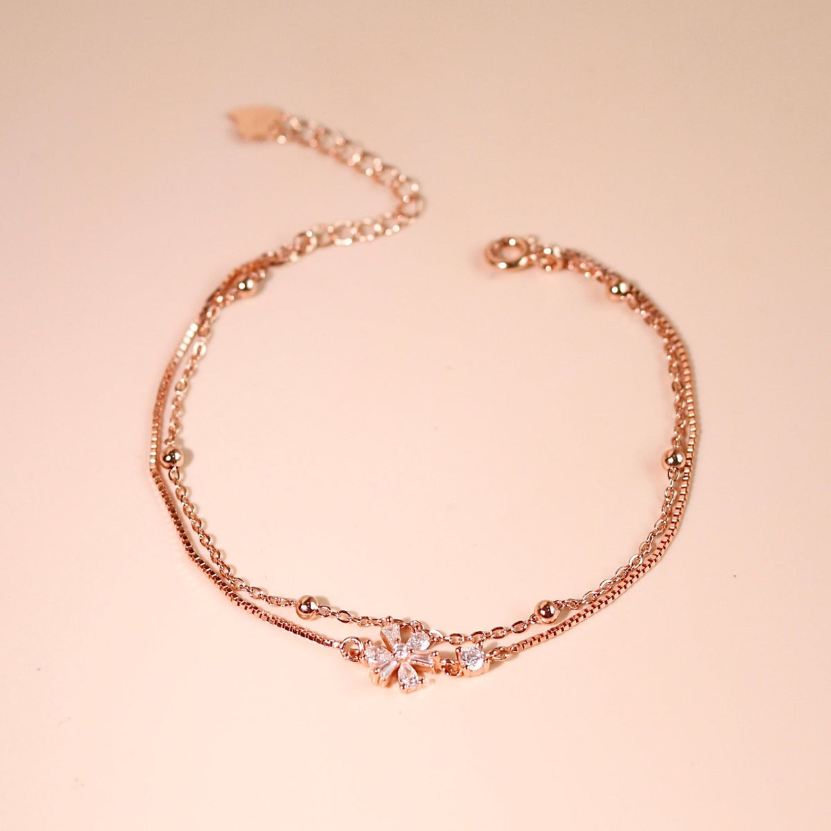 ELVORIA Yeri Dual-Tone Bracelet – Rose Gold & Platinum Plated 925 Sterling Silver