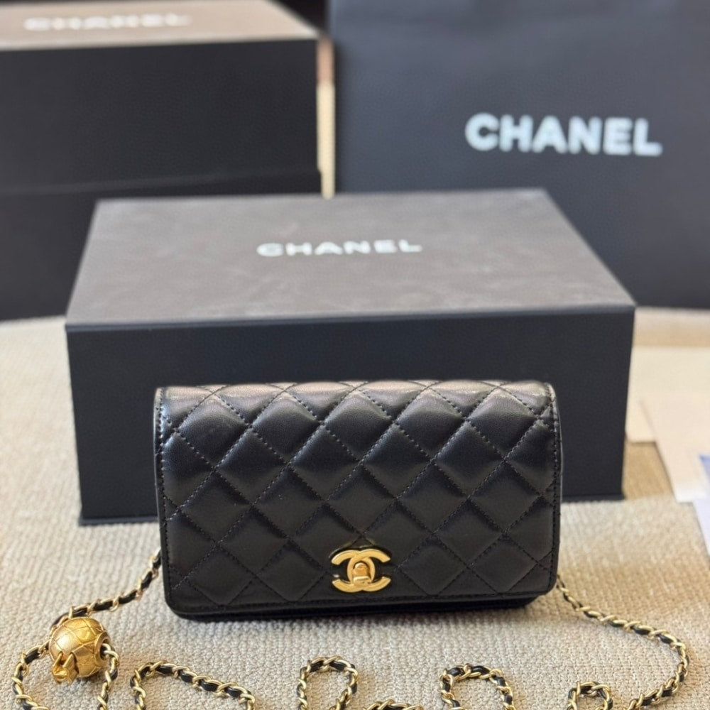 Classic Small Smooth Leather Wallet On Chain Bags Black 19cm Classic Bag