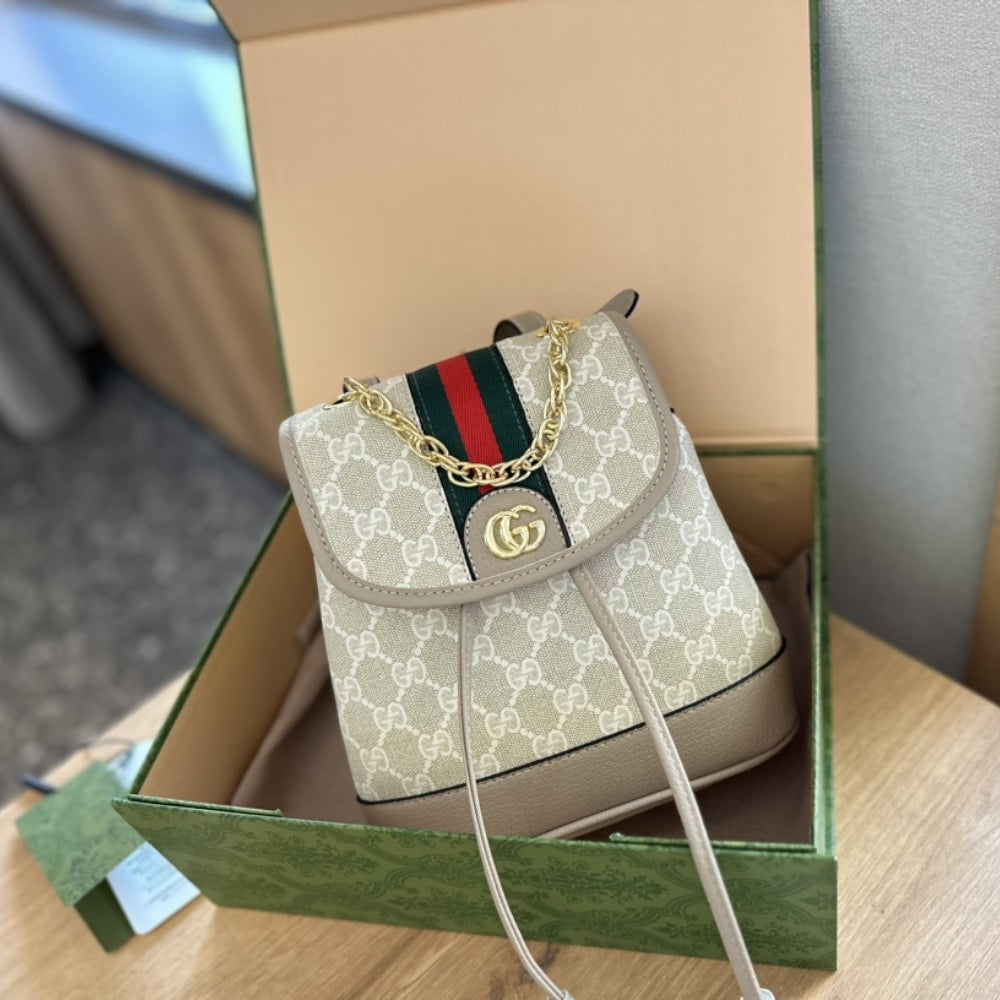 Ophidia Mini GG Supreme Canvas Backpack Cream 20Cm OPHIDIA Bag