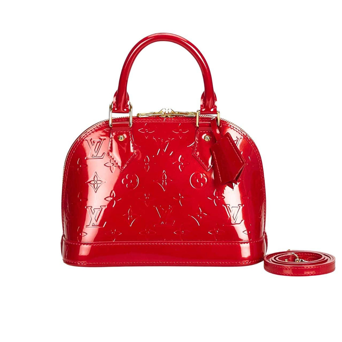Alma BB Monogram Vernis Leather Top Handle Bag Red 23Cm ALMA Bag