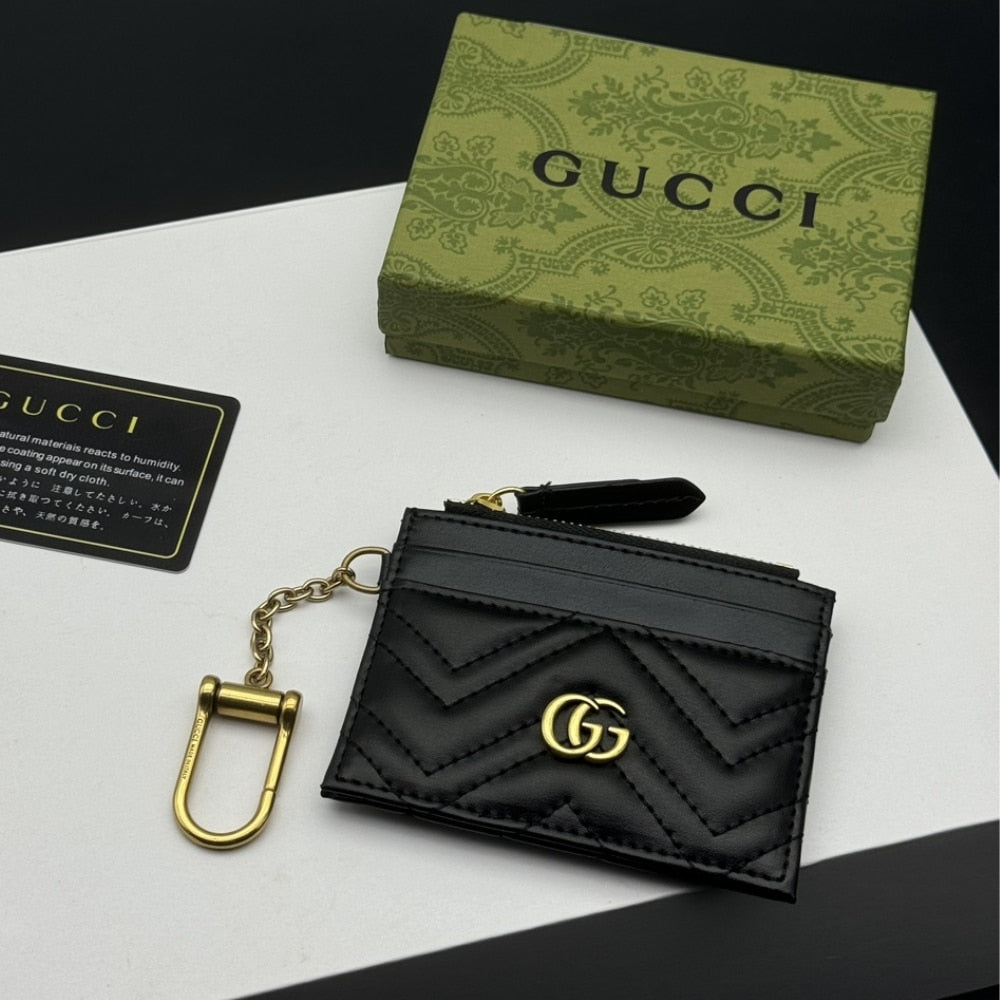 GG Marmont Matelassé Leather Keychain Wallet Black 10cm MARMONT Bag