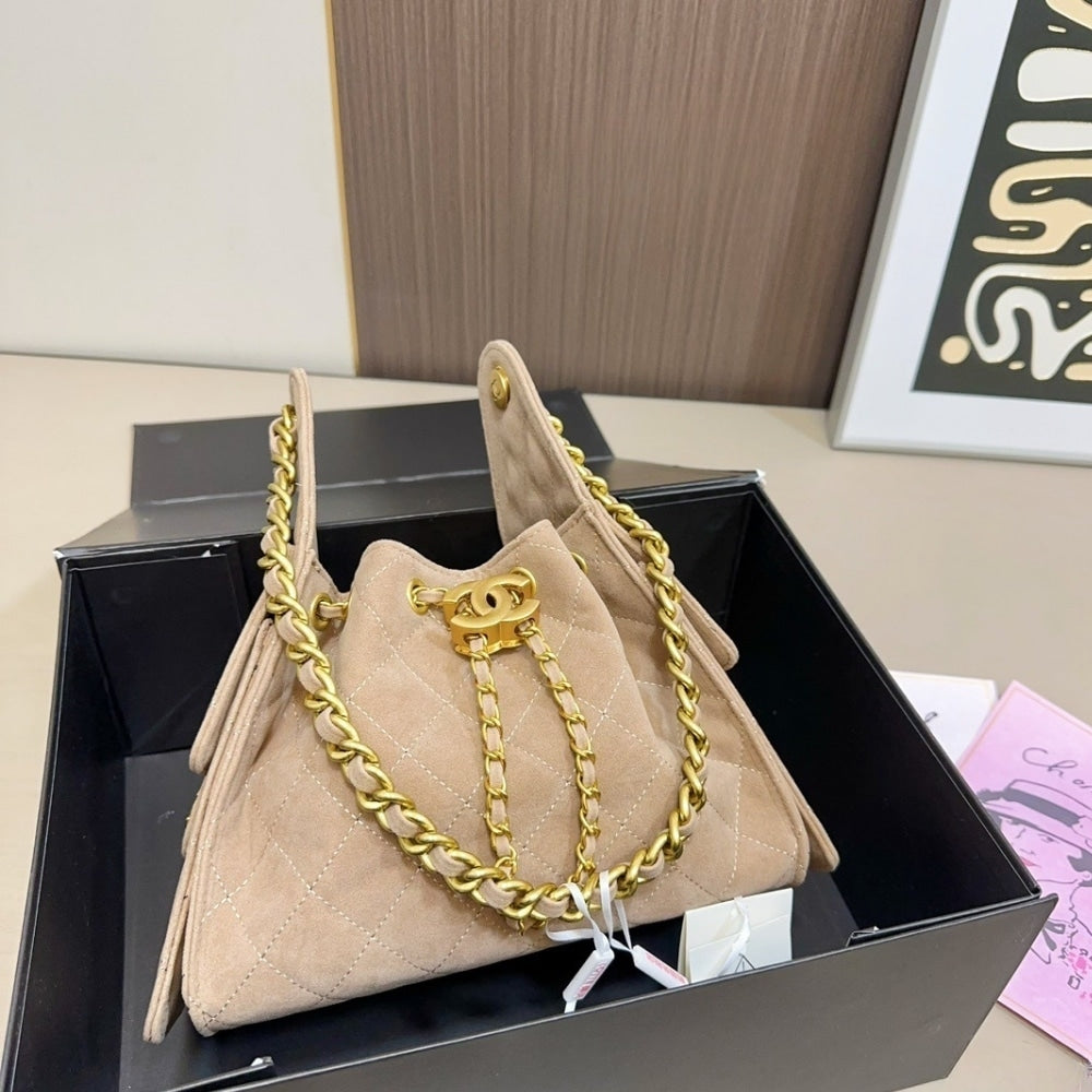 25 Small Suede Leather Handbags Light Beige 26Cm 25 New Collection Bag