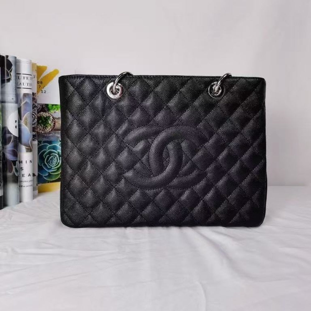 Grand Shopping Bag Large Grain Leather Tote Bag Black 34cm 22 New Collection Bag Shopping Bag