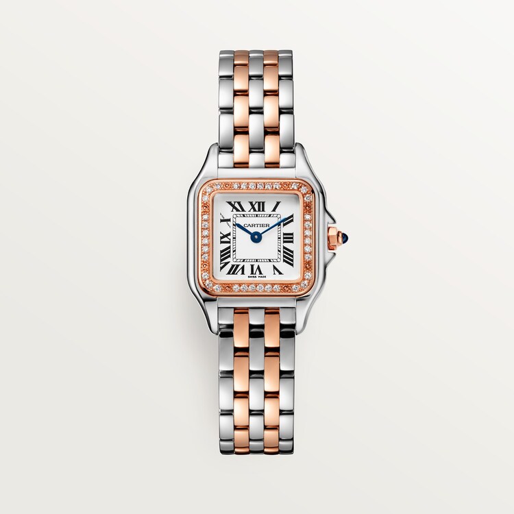 Unworn wrist watch Panthère de wrist watch, Stainless Steel, 18k Rose Gold and Diamonds, 22mm x 30mm, Ref# W3PN0006, box and papers watch