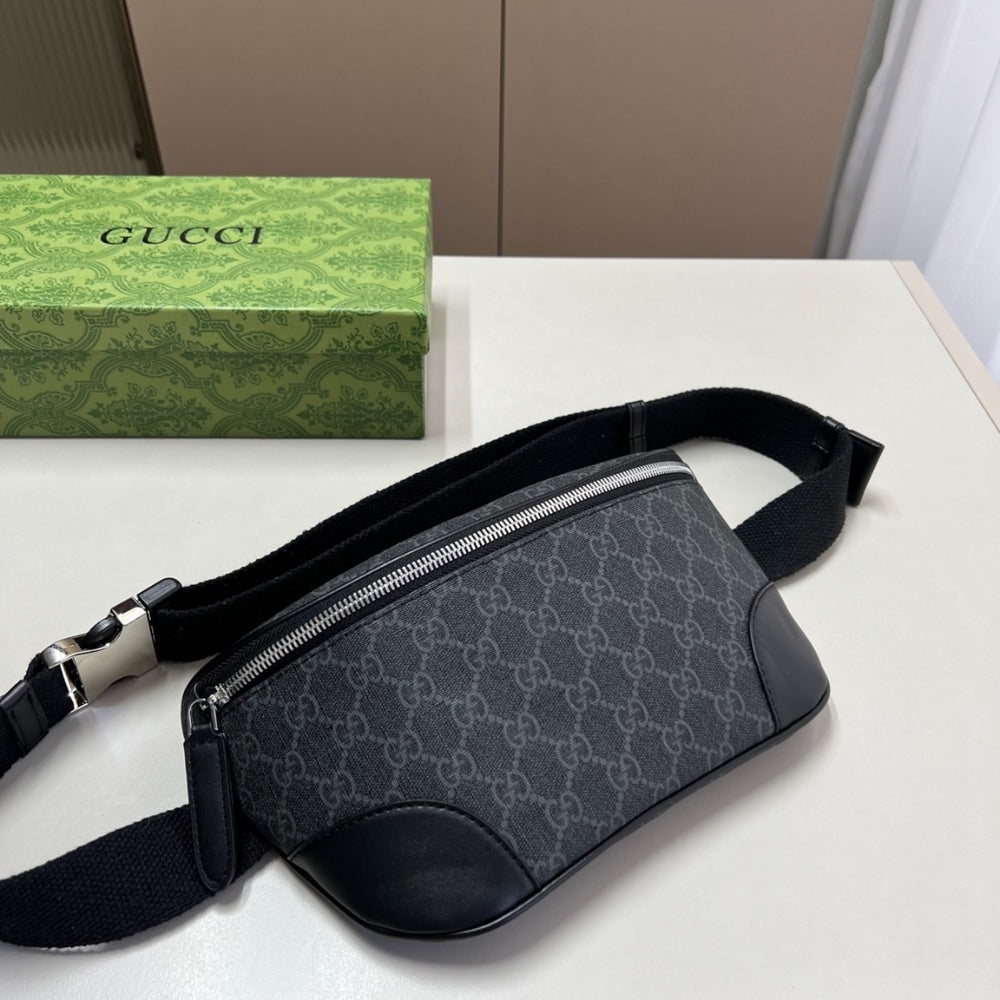 GG Emblem Small GG Monogram Canvas Belt Bag Black 23Cm 821165 FAED9 1000 Emblem Bag