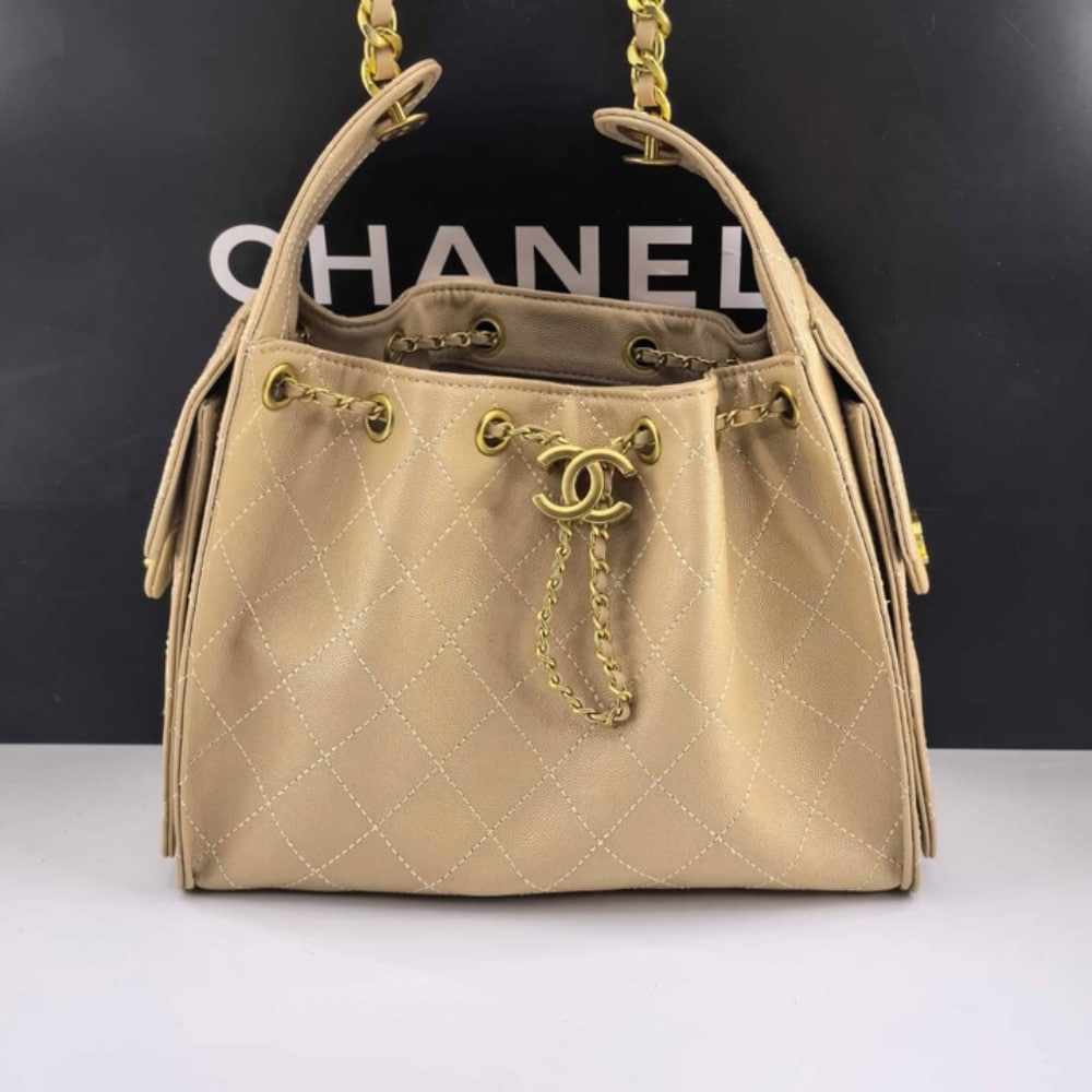 25 Small Grained Leather Handbags Beige 26cm 25 New Collection Bag