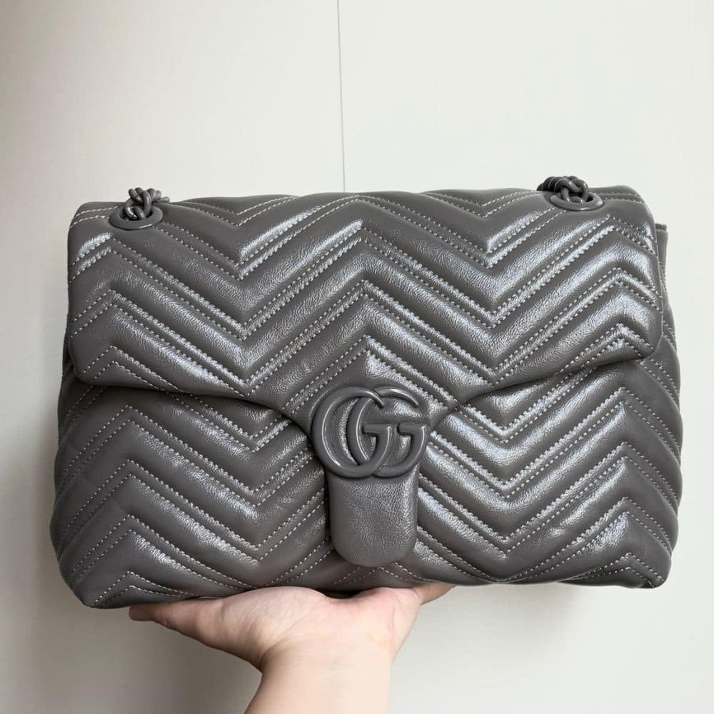 Marmont Medium Matelasse Leather Shoulder Bag Gray 31Cm MARMONT Bag