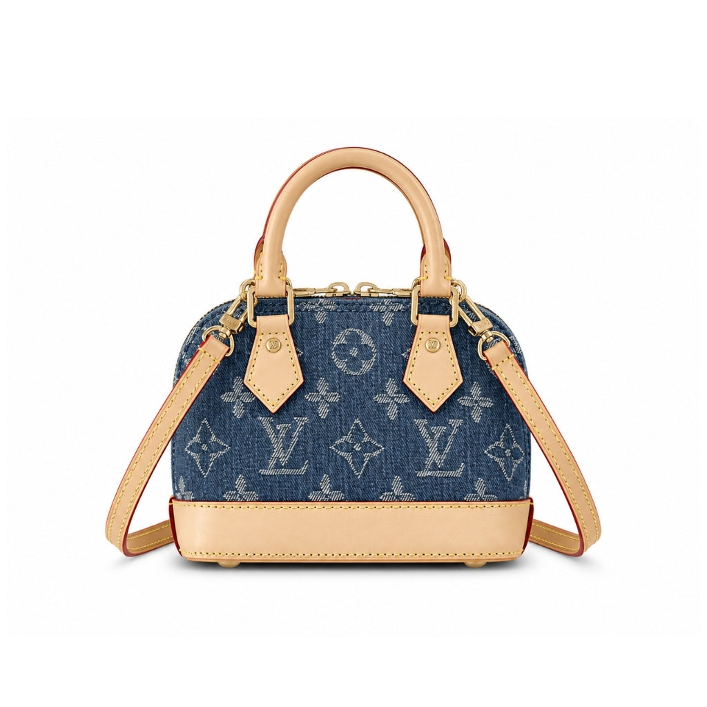Nano Alma Monogram Canvas Denim Handbag Blue 16Cm ALMA Bag