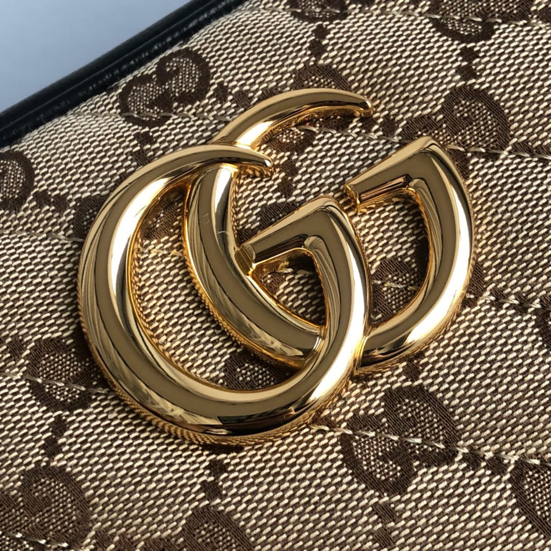 GG Marmont Small GG Supreme Canvas Shoulder Bag Beige Ebony 24Cm 447632 HVKEG 9772 MARMONT Bag