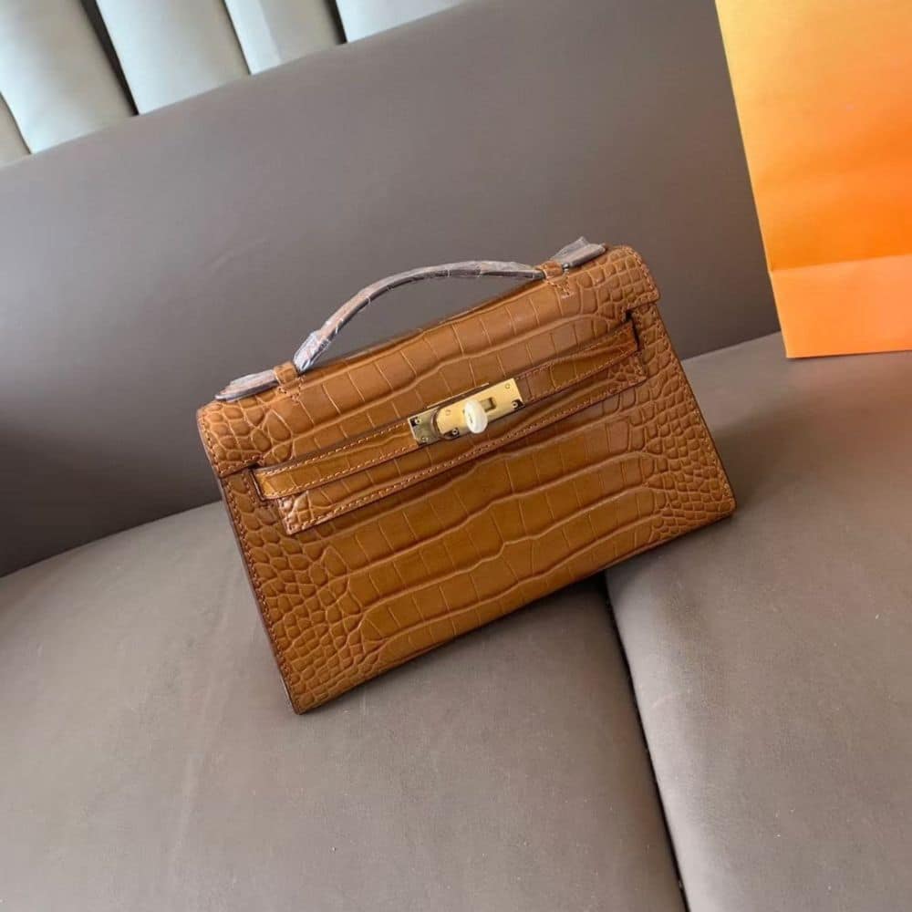 Kelly Mini Pochette Mississippi Pochette Tabac Camel 22Cm Kelly Bag