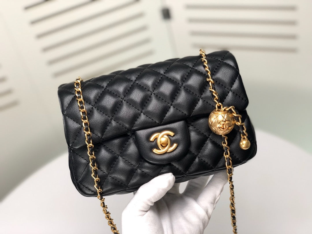 Pearl Crush Mini Smooth Leather Flap Bags Black 20cm AS1787 B18602 94305 22 New Collection Bag Flap Bag