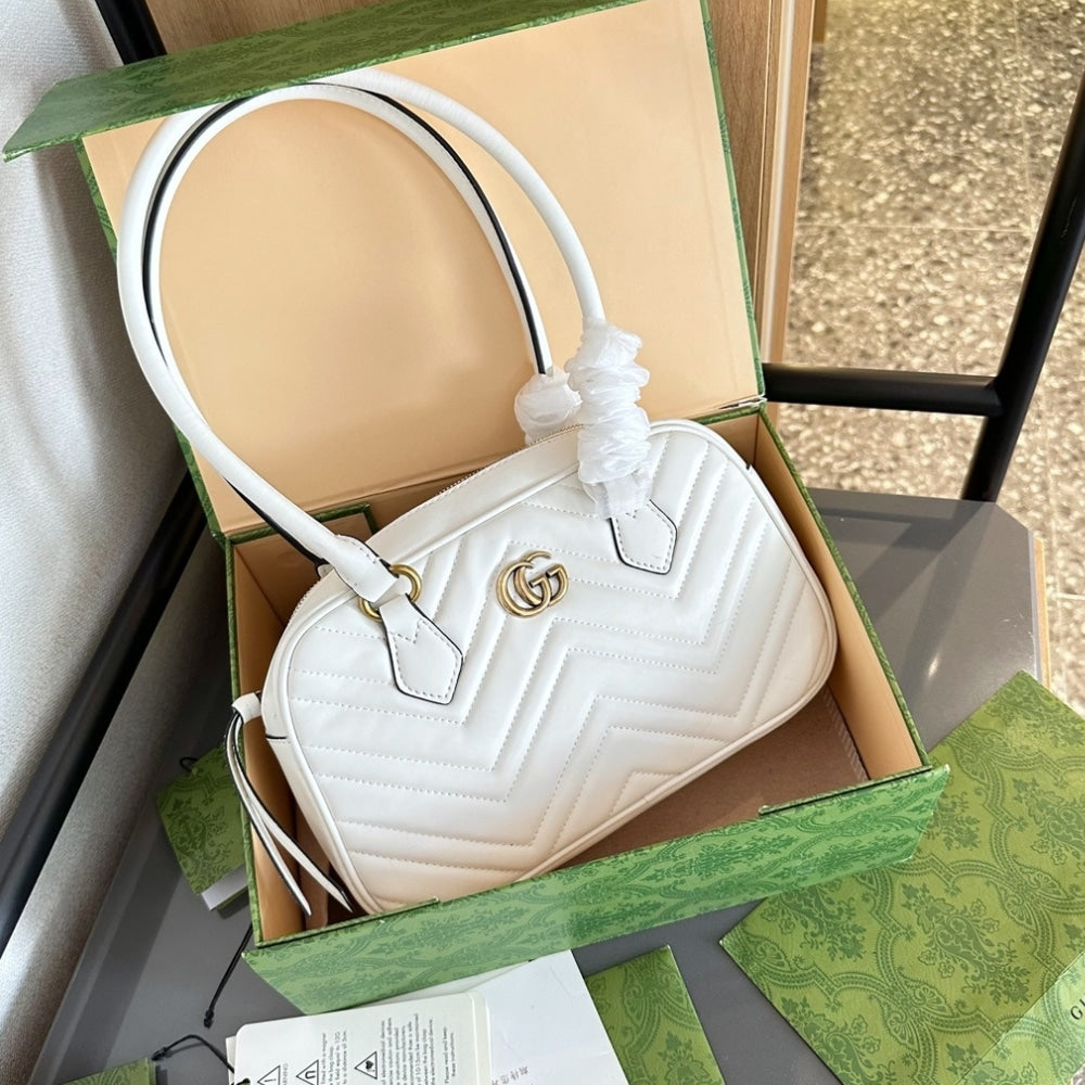 GG Marmont Small Matelasse Leather Top Handle Bag White 25Cm MARMONT Bag