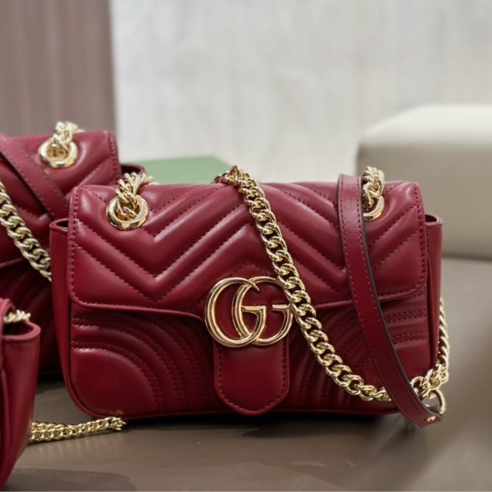 GG Marmont Mini Matelasse Leather Shoulder Bag Rosso Ancora 16cm 443497 Aadpj 6207 MARMONT Bag
