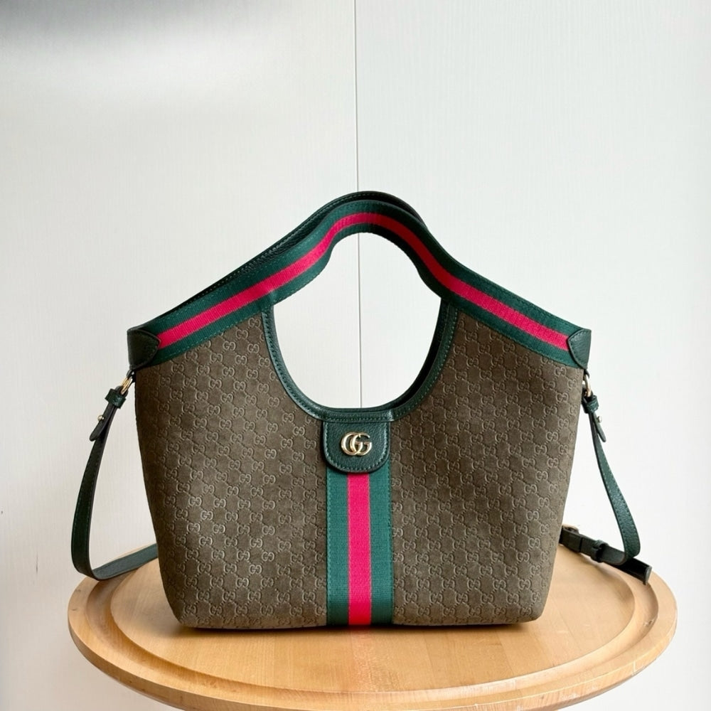 Giglio Small Suede Tote Bag Dark Green 25Cm Giglio Bag