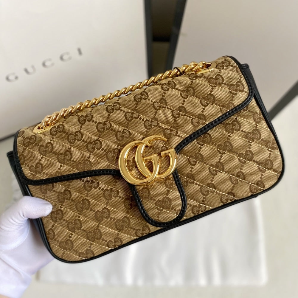 GG Marmont Small GG Supreme Canvas Shoulder Bag Beige 26cm 443497 HVKEG 9772 MARMONT Bag