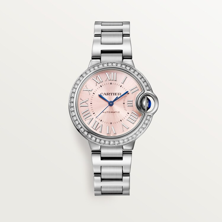 Unworn wrist watch Ballon Bleu de wrist watch, Stainless Steel and Diamonds, 33mm, Ref# W4BB0037, box and papers watch