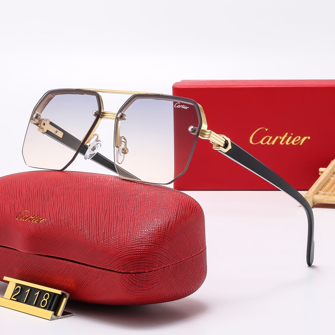 2026 Frameless leopard sunglasses 2115