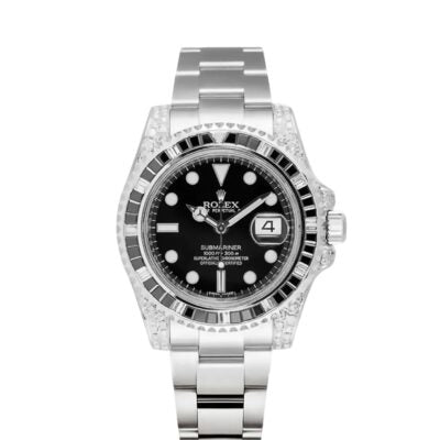 wrist watch Submariner Date Silver Black Diamond, 40mm, Ref#116610LN watch
