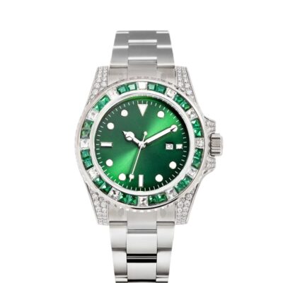 wrist watch Submariner Date, 18K White Gold Diamonds Emerald UNWORN, 40mm watch
