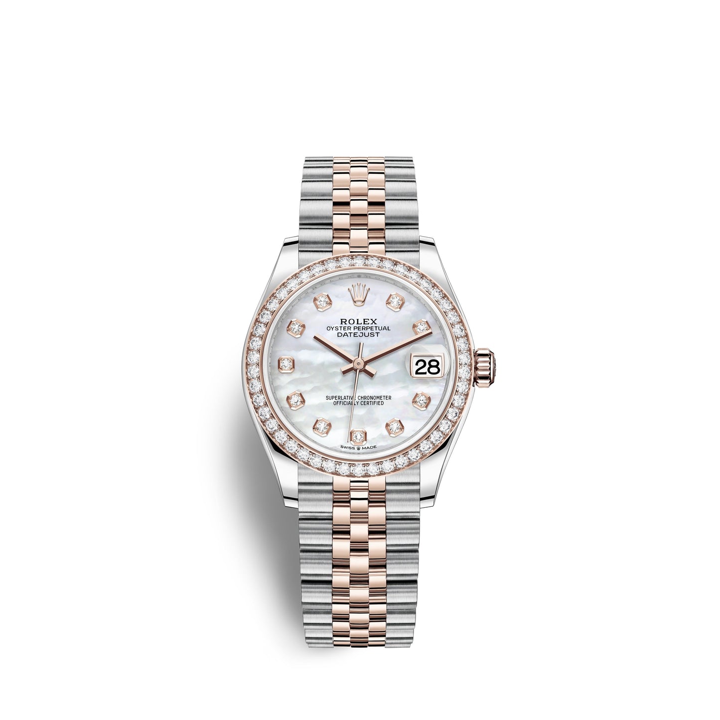 wrist watch Datejust 31, Oystersteel, 18kt Everose Gold and diamonds, Ref# 278381RBR-0026 watch