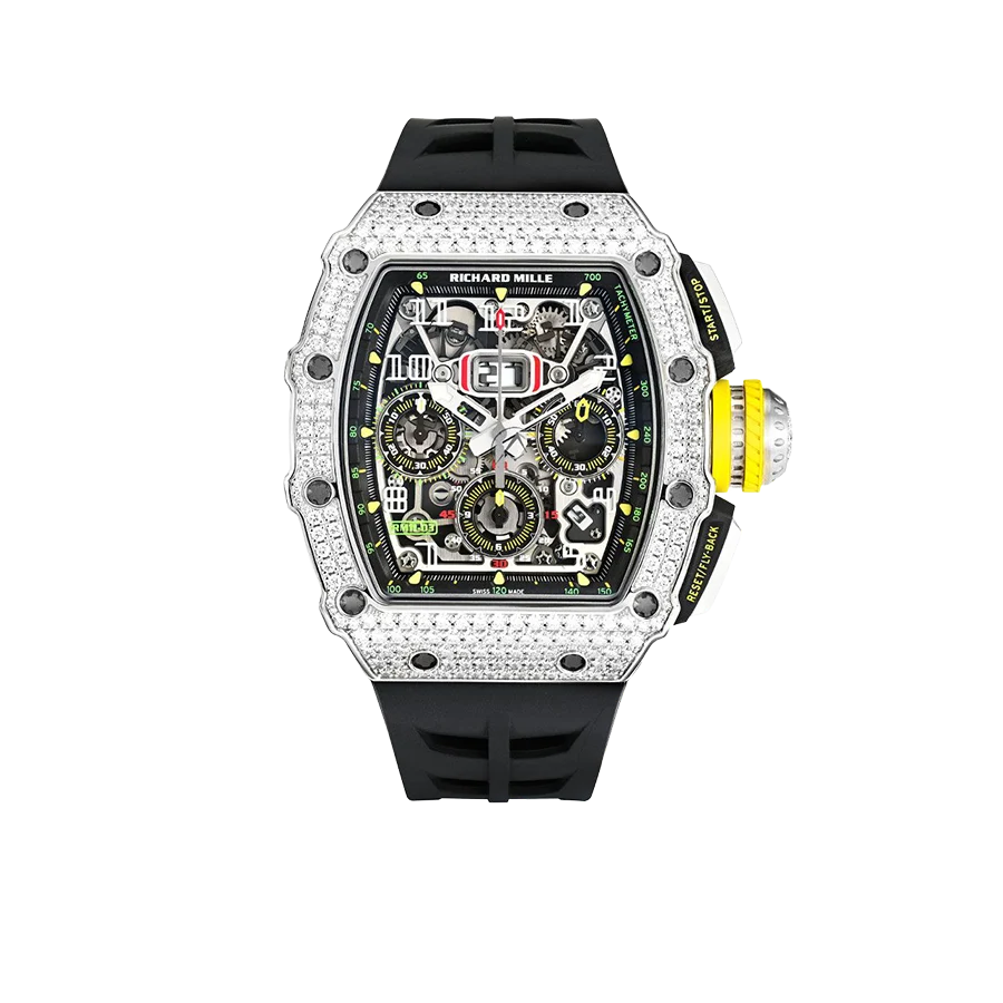 White Gold-Tone Diamond Bezel Skeleton Chronograph Watch – 50 mm product image