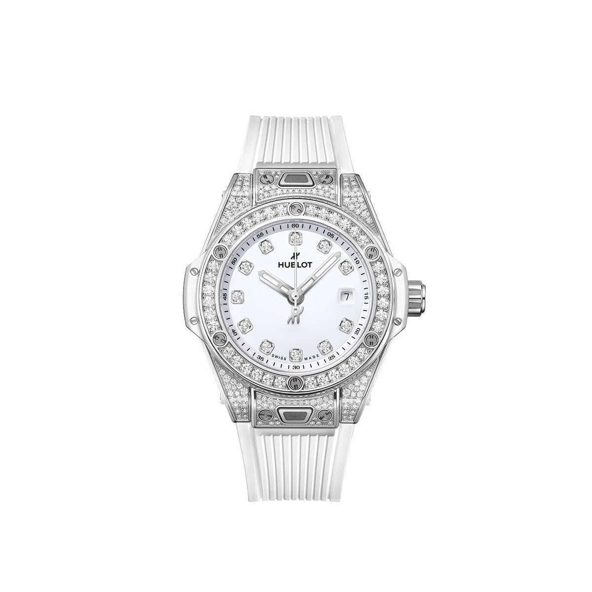 Luxury Watch Big Bang ONE CLICK STEEL WHITE PAVÉ watch