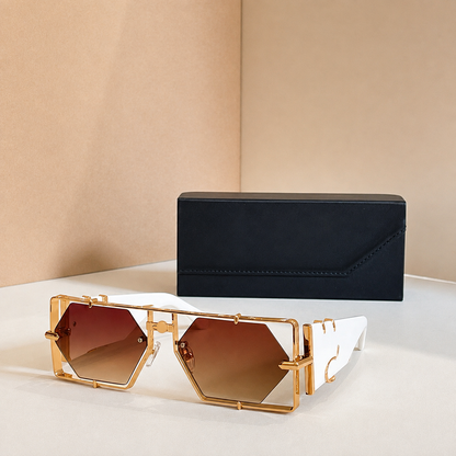 Gold Frame Gradient Tea / White Temple