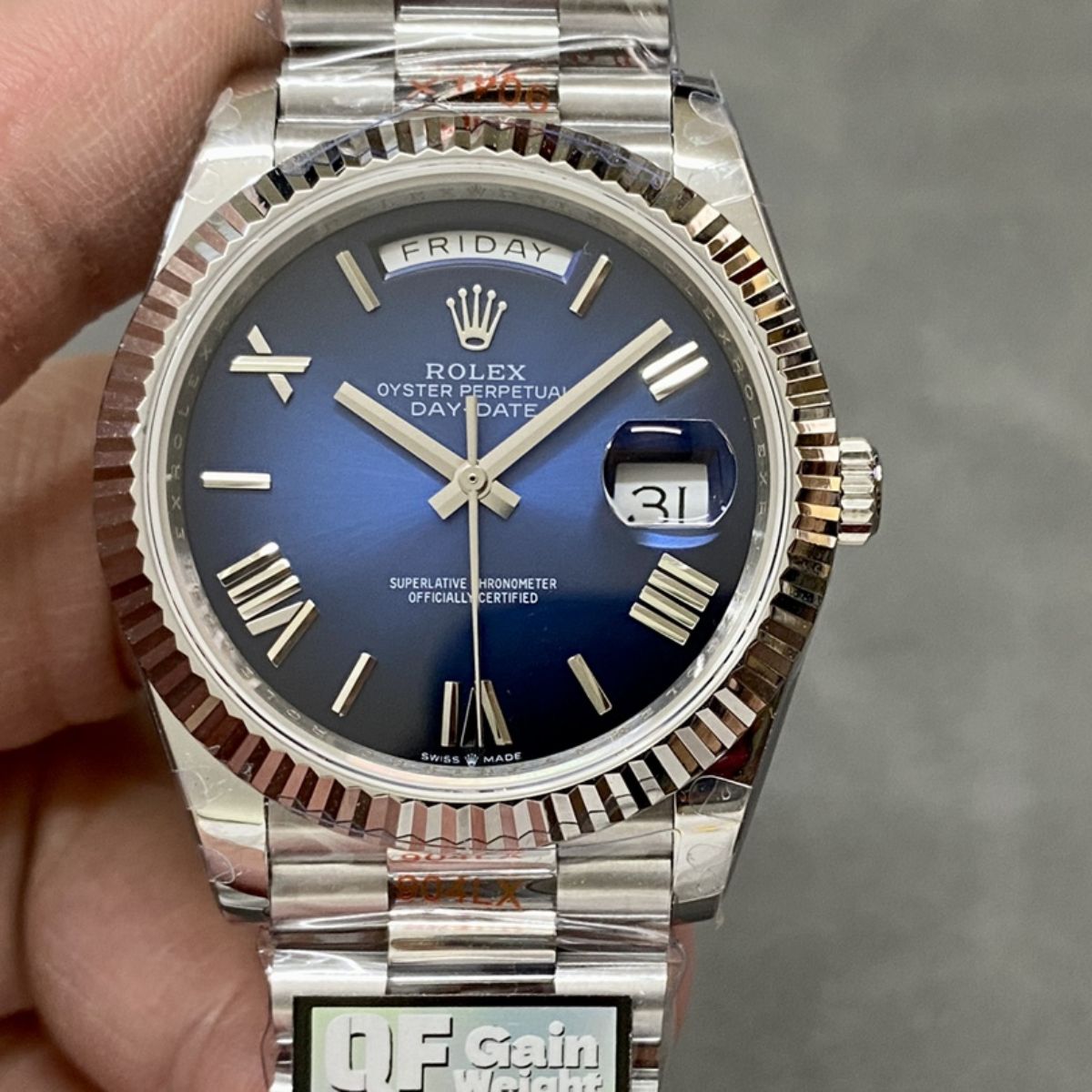 [Super Clone] Regency Weekday 40 mm Weekday Fluted Bezel Blue ombre Dial 228236 5756