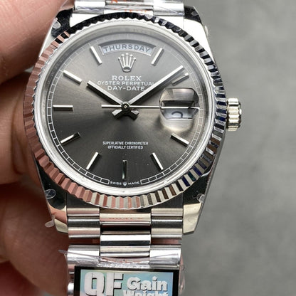 [Super Clone] Regency Weekday 36 mm Weekday Fluted Bezel Silver Dial 128239 5782