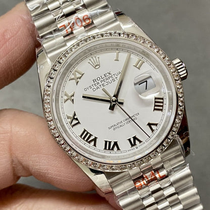 [Super Clone] Regency Classic Date 36 mm Five-Link Brilliant diamond set Bezel White Dial 126284RBR 1397