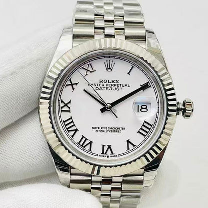 Regency Classic Date 36 mm Five-Link Fluted Bezel White Dial 126234 3757