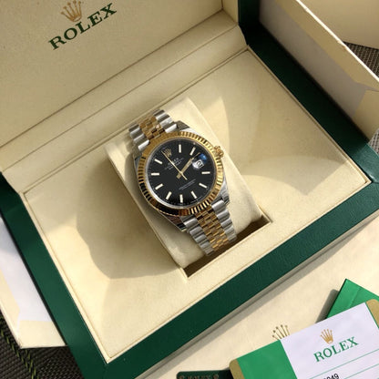 Regency Classic Date 41 mm Five-Link Fluted Bezel Bright black Dial 126333 4788