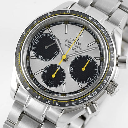 Celestial Racing Chronograph 40mm Steel On Steel White Dial 9446