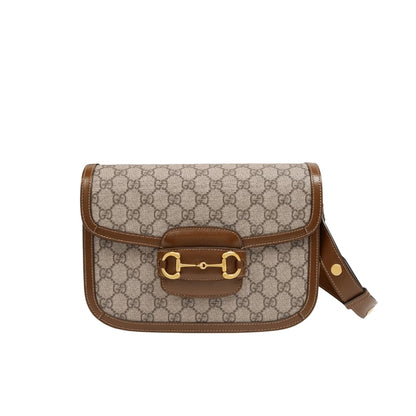 Horsebit 1955 Medium GG Supreme Canvas Shoulder Bag Brown 25cm 602204 92TCG 8563 Horsebit 1955 Bag
