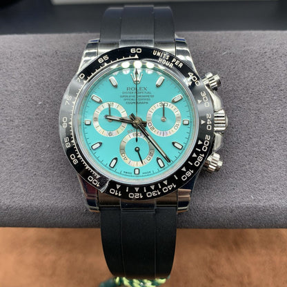 [Super Clone] Regency Racing Chronograph 40 mm Rubber Ceramic Bezel Ice blue Dial 2495