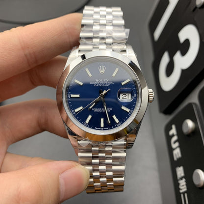 [Super Clone] Regency Classic Date 41 mm Five-Link Smooth Bezel Bright blue Dial 126300 8391