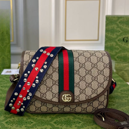 Ophidia Small GG Supreme Canvas Shoulder Bag Beige Brown 23cm 722117 FAAX3 9789 OPHIDIA Bag