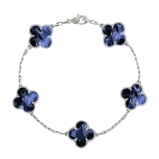 18K Celestial Vintage Alhambra Crystal Blue Bracelet