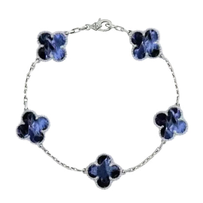 18K Celestial Vintage Alhambra Crystal Blue Bracelet