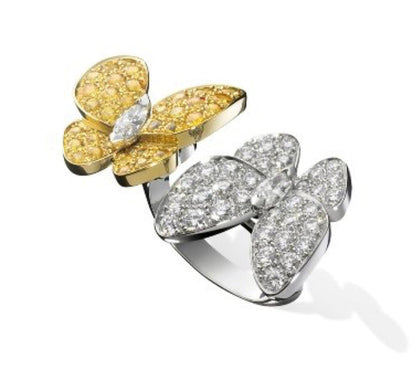 18K Celestial Two Butterfly Between the Finger Ring