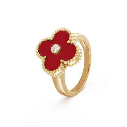 18K Celestial Vintage Alhambra Carnelian Ring