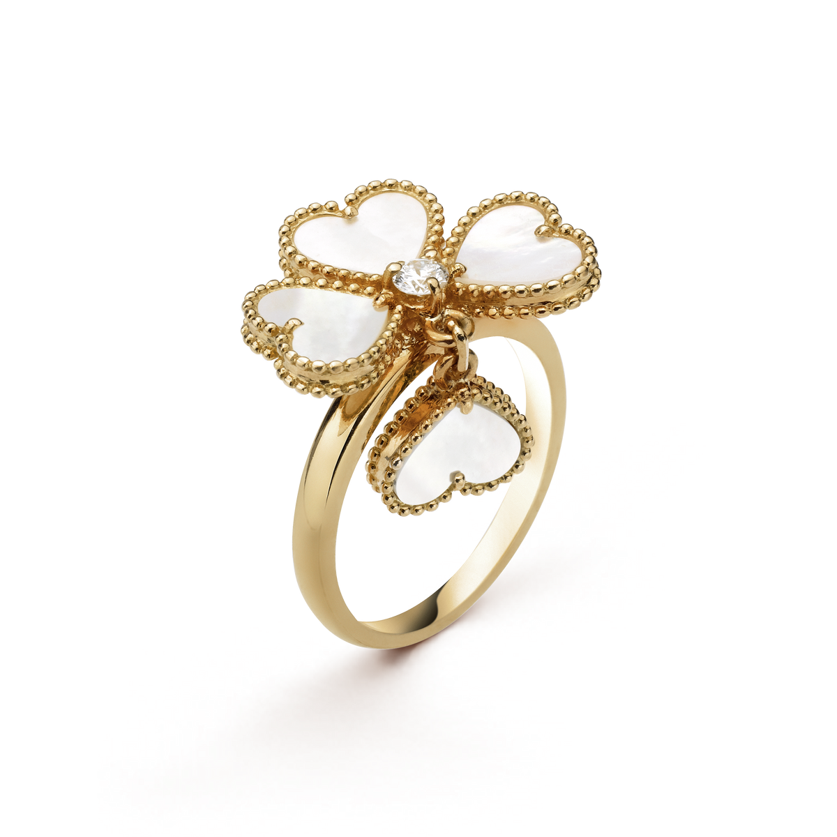 18K Celestial Sweet Alhambra Effeuillage Pearls Ring