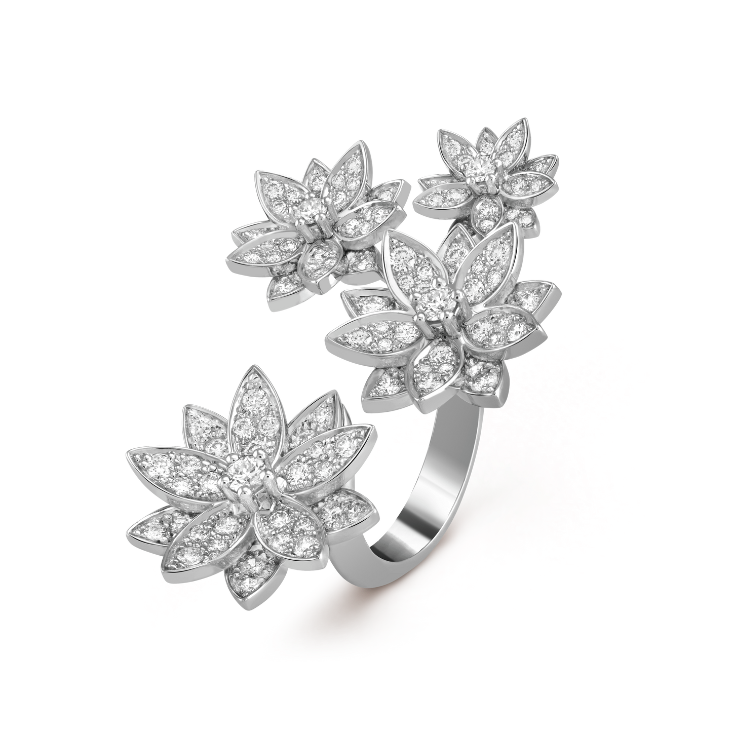 18K Celestial Lotus Between the Finger 4 Flowers Ring