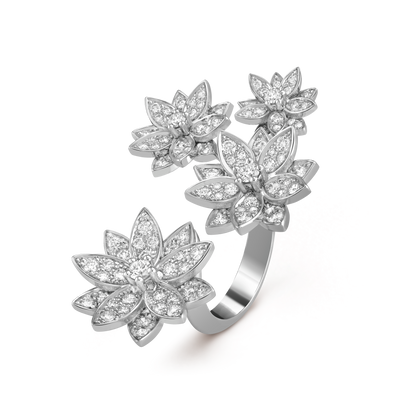 18K Celestial Lotus Between the Finger 4 Flowers Ring