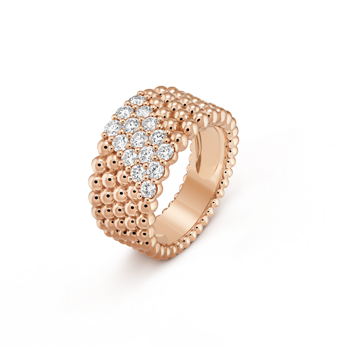 18K Celestial Perl̩e Diamonds Five Rows Ring
